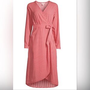 Time and Tru Pink Striped Long Sleeve Dress